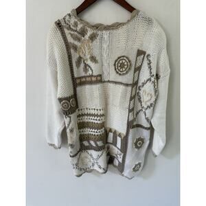 Work In Progress By Gladys Bagley Vintage Y2K 90s Sweater White Gold Size Medium